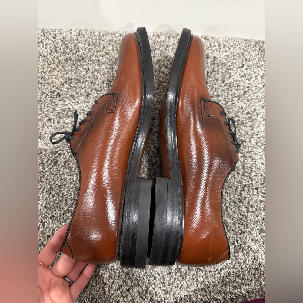 Hofheimer's Cavaliers men's brown leather Oxford dress shoes, size 12 - Picture 6 of 16